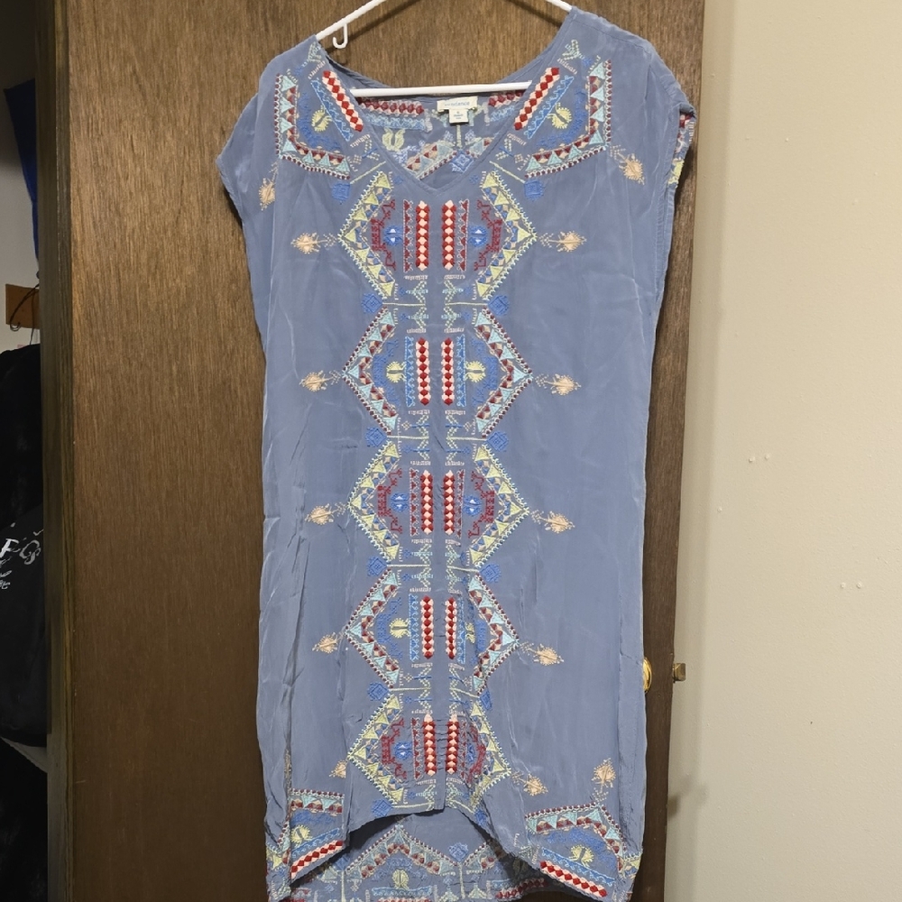 Sundance Blue Dress with Colorful Embroidery